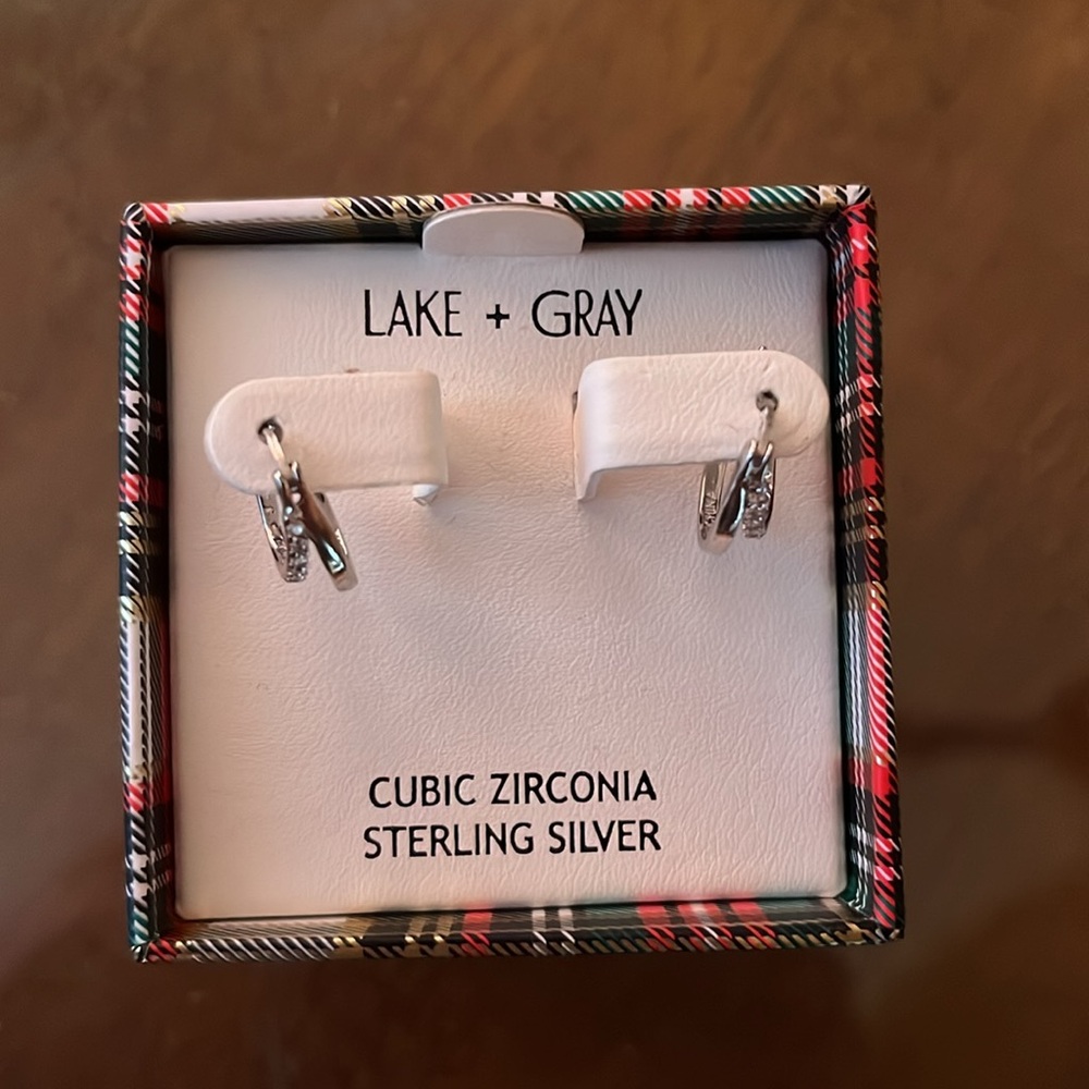 Sterling Silver Cubic Zirconia Hoop Earrings